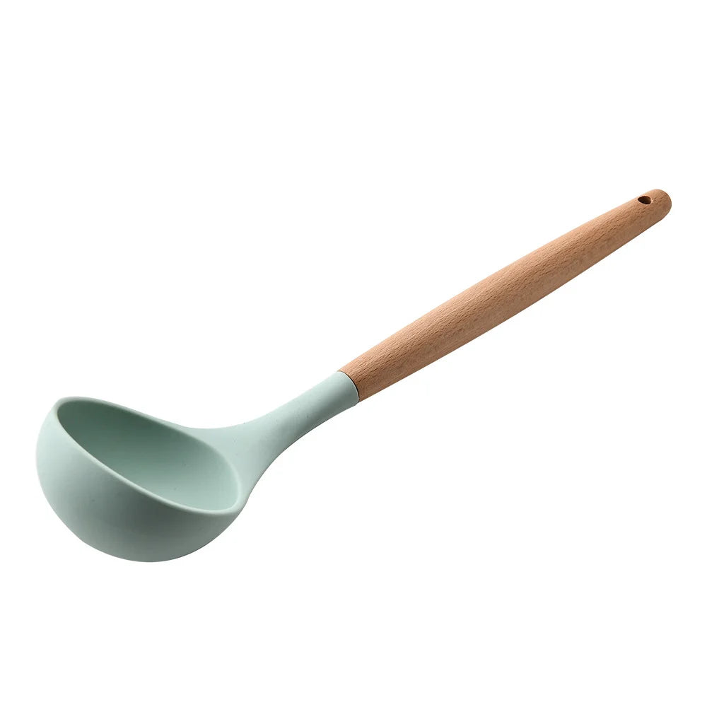 Ultimate Premium Silicone Cooking Utensils Set - Complete Heat Resistant Kitchen Tools for Effortless Cooking and Baking, including Turner, Tongs, Spatula, Spoon, Brush, and Whisk (Model JT888)